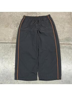 vintage nike grey and orange small swoosh relaxed baggy fit track pants large